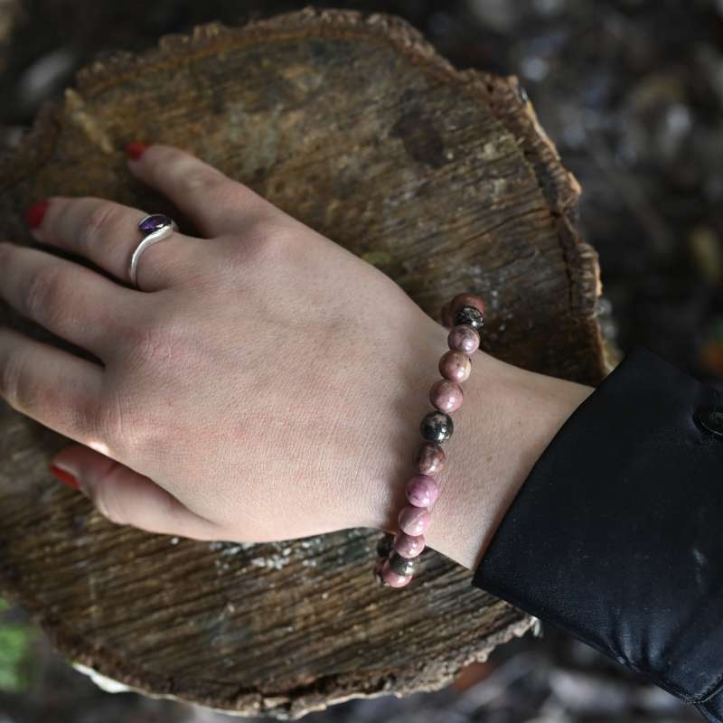 Bracelet en pierres naturelles de Rhodonite